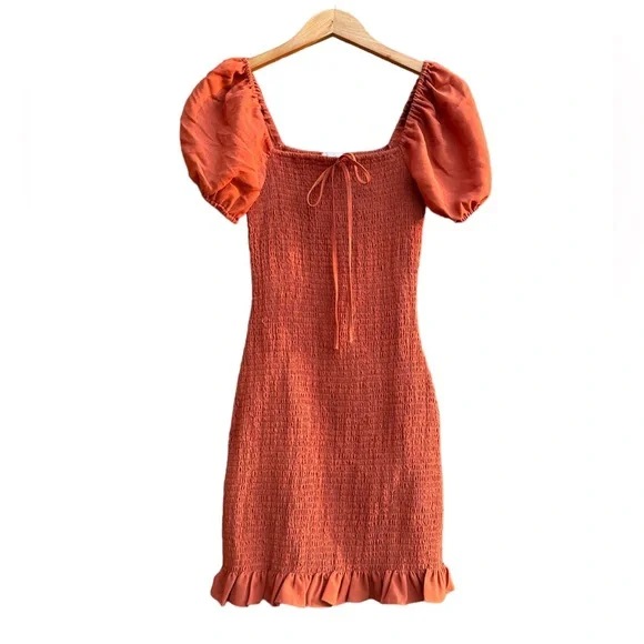 Gianni Bini Dresses | Gianni Bini Orange Flutter Sleeve Eyelet Cinched Waist Dress Sz Small | Color: Orange | Size: S | Fashionkilaglam's Closet